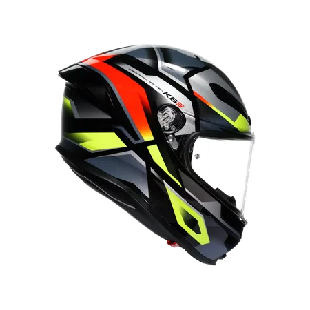 K6 S ERAZER BLACK/RED/YELLOW FLUO - MOTORBIKE FULL FACE HELMET DOT (E2206)
